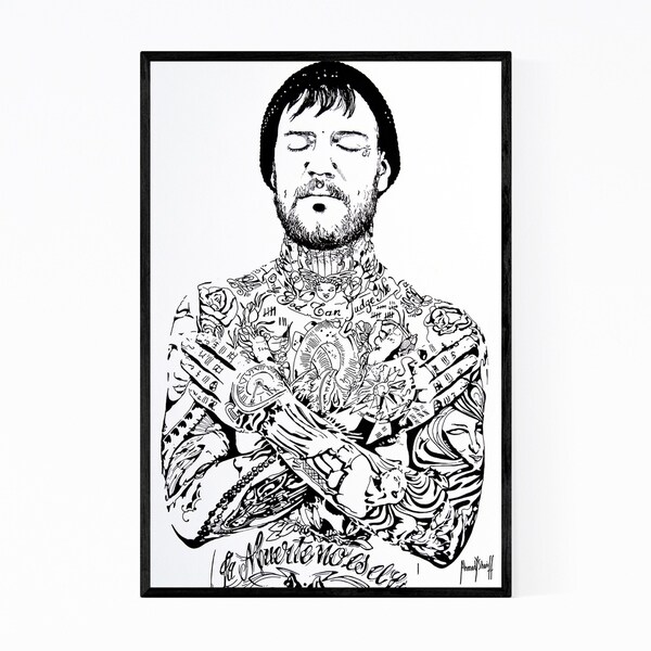 Noir Gallery Tattoo Man Vintage Figurative Framed Art Print