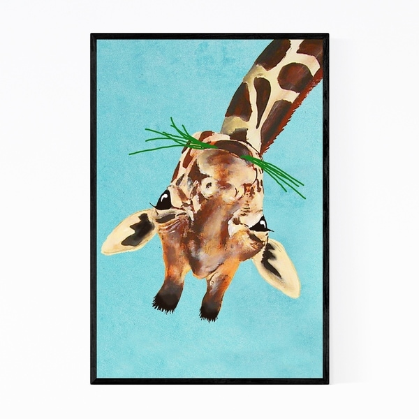 Noir Gallery Funny Upside Down Giraffe Painting Framed Art Print