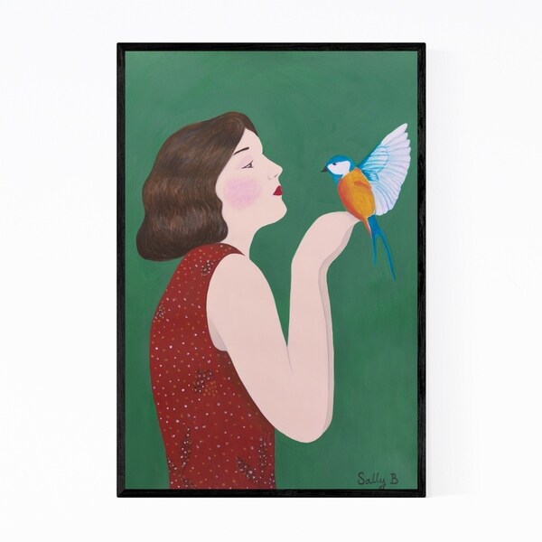 Noir Gallery Women Feminine Floral Bird Framed Art Print