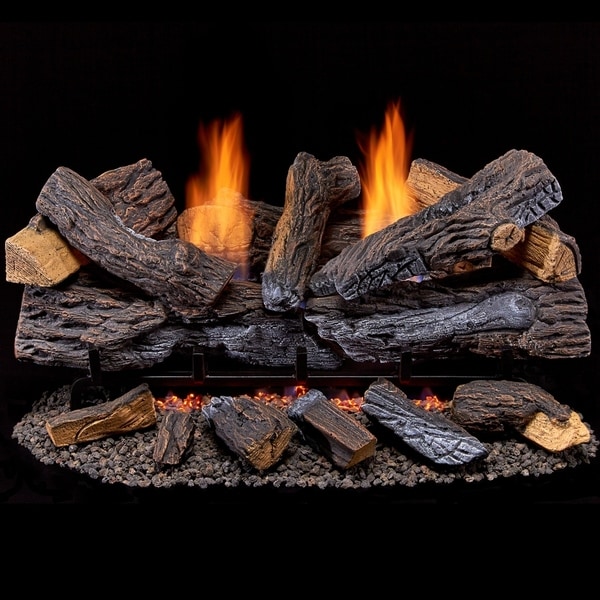 Duluth Forge Ventless Natural Gas Log Set - 30 in. Stacked Red Oak, 33,000 BTU, Manual Control - Model# DLS-N30M-2