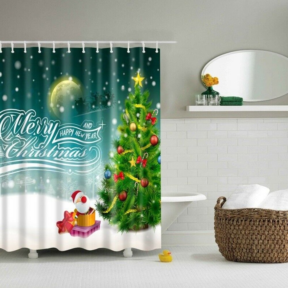 Shop Polyester Shower Curtain With Hooks 6 Christmas Tree 72 X