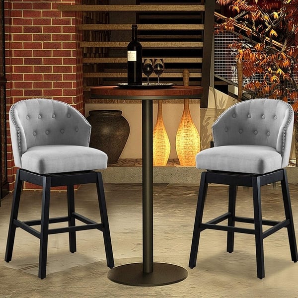 Shop Vanity Art Kitchen Bar Stools Set Of 2 Solid Wood Tufted