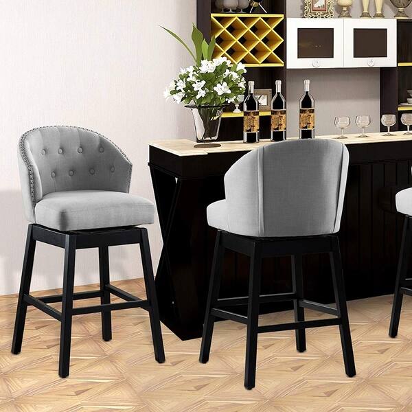 Shop Vanity Art Kitchen Bar Stools Set Of 2 Solid Wood Tufted