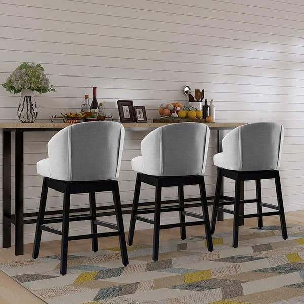 Shop Vanity Art Kitchen Bar Stools Set Of 2 Solid Wood Tufted