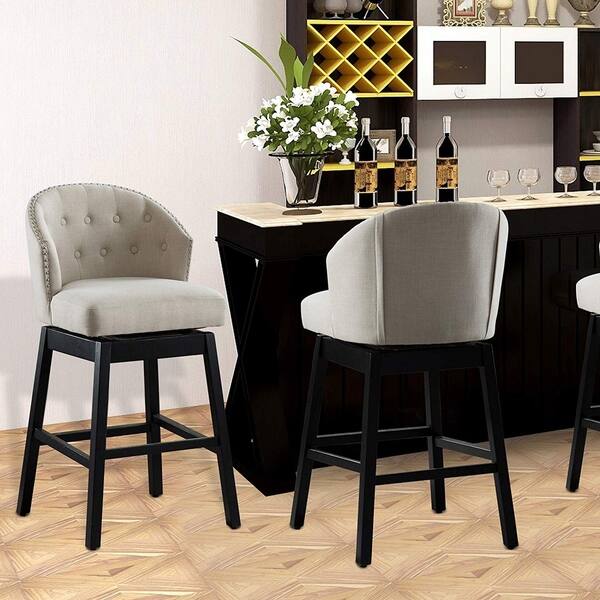 Shop Vanity Art Kitchen Bar Stools Set Of 2 Solid Wood Tufted