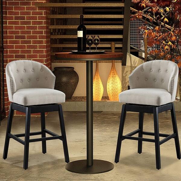 Shop Vanity Art Kitchen Bar Stools Set Of 2 Solid Wood Tufted