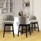 preview thumbnail 7 of 10, Copper Grove Arichuna Solid Wood Swiveling Tan Tufted Bar Stools (Set of 2)