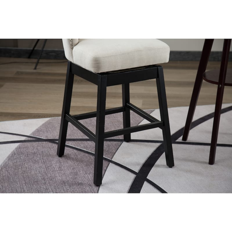 Copper Grove Arichuna Solid Wood Swiveling Tan Tufted Bar Stools (Set of 2)