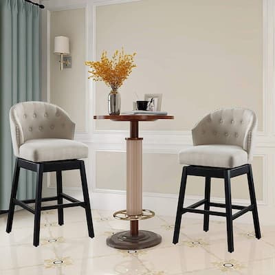 Copper Grove Arichuna Solid Wood Swiveling Tan Tufted Bar Stools (Set of 2)