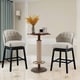 preview thumbnail 1 of 10, Copper Grove Arichuna Solid Wood Swiveling Tan Tufted Bar Stools (Set of 2)