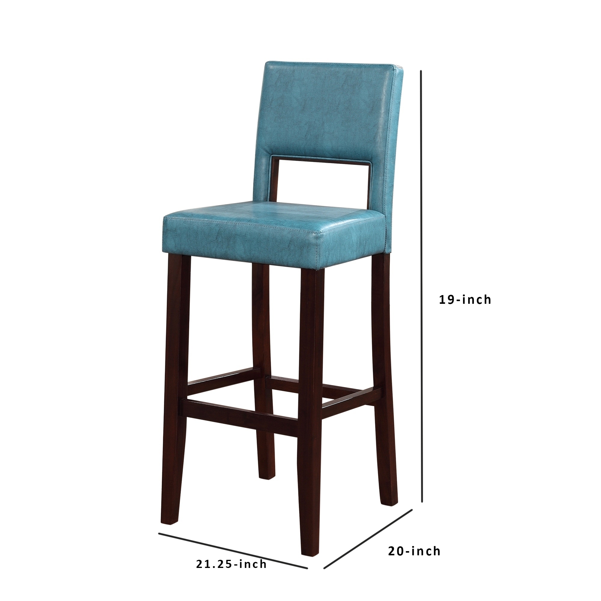 Wooden Bar Stool With Padded Seat And Open Backrest