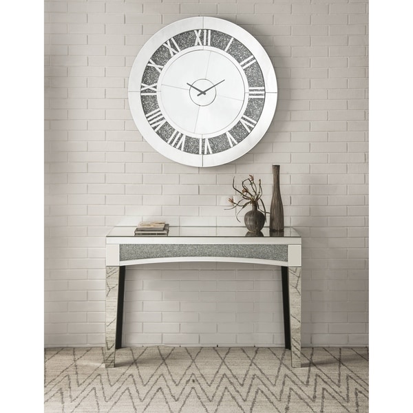 Noralie Wall Clock in Mirrored & Faux Diamonds - Overstock - 29204839