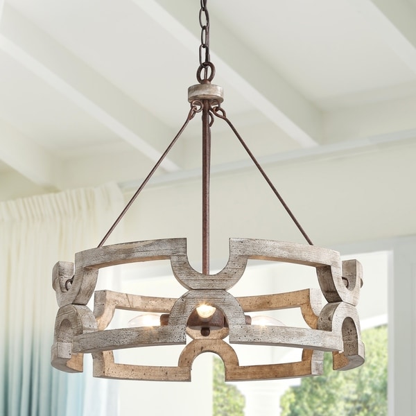 The Gray Barn Maplehurt Farmhouse Chandelier with Drum Hanging Lighting for Kitchen Island (Taupe) - Chandeliers For Bedrooms by Overstock.com
