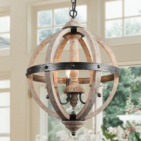 The Gray Barn Ravens Way Farmhouse Chandelier Light with 3-light Pendant Lighting for Kitchen Island (Taupe) - Chandeliers For Bedrooms by Overstock.com