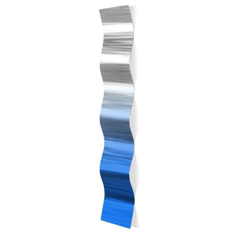 Strick & Bolton 'Blue Fade Lines Wave' Abstract Metal Art