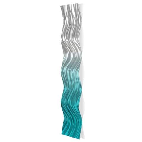 Strick & Bolton 'Teal Fade River Wave' Abstract Metal Art
