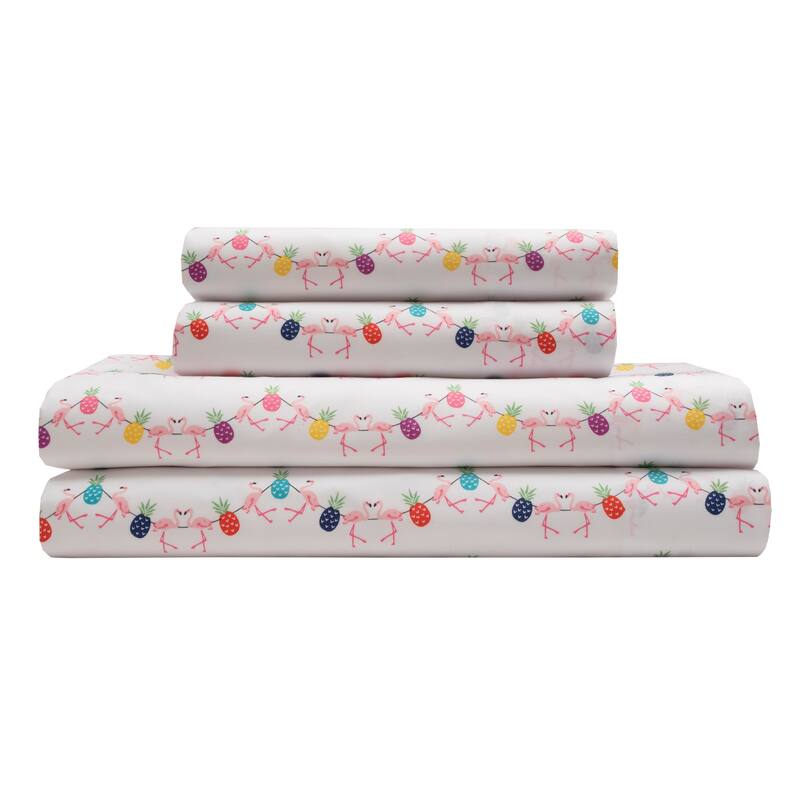 Whimsical Graphic Print Microfiber Bed Sheet Set
