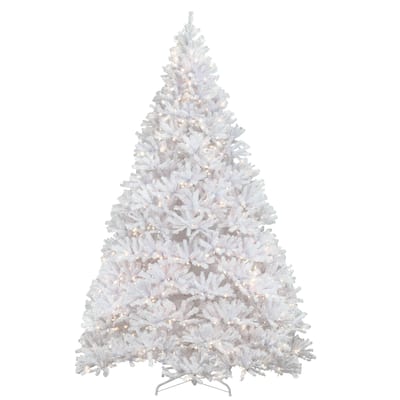 National Tree Company 12 ft. Kingswood White Fir Pencil Tree with Clear Lights - 12 Foot