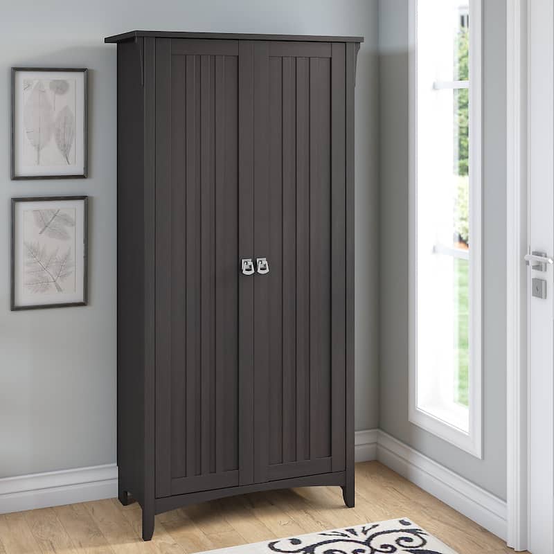 Bush Furniture Salinas Tall Storage Cabinet with Doors - Black