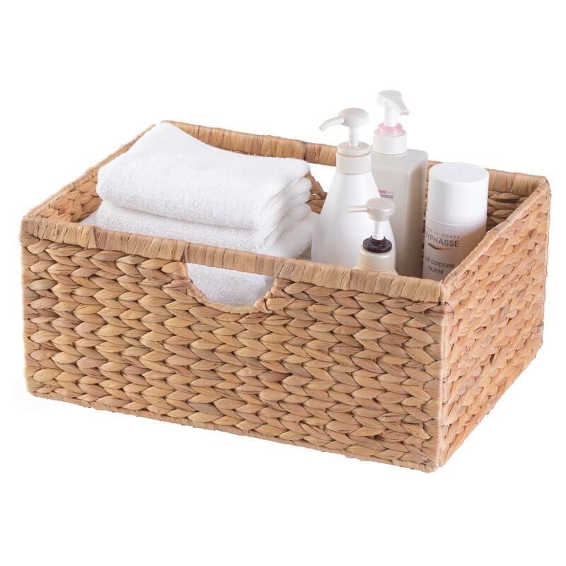 Foldable Natural Water Hyacinth Storage Bin - Medium