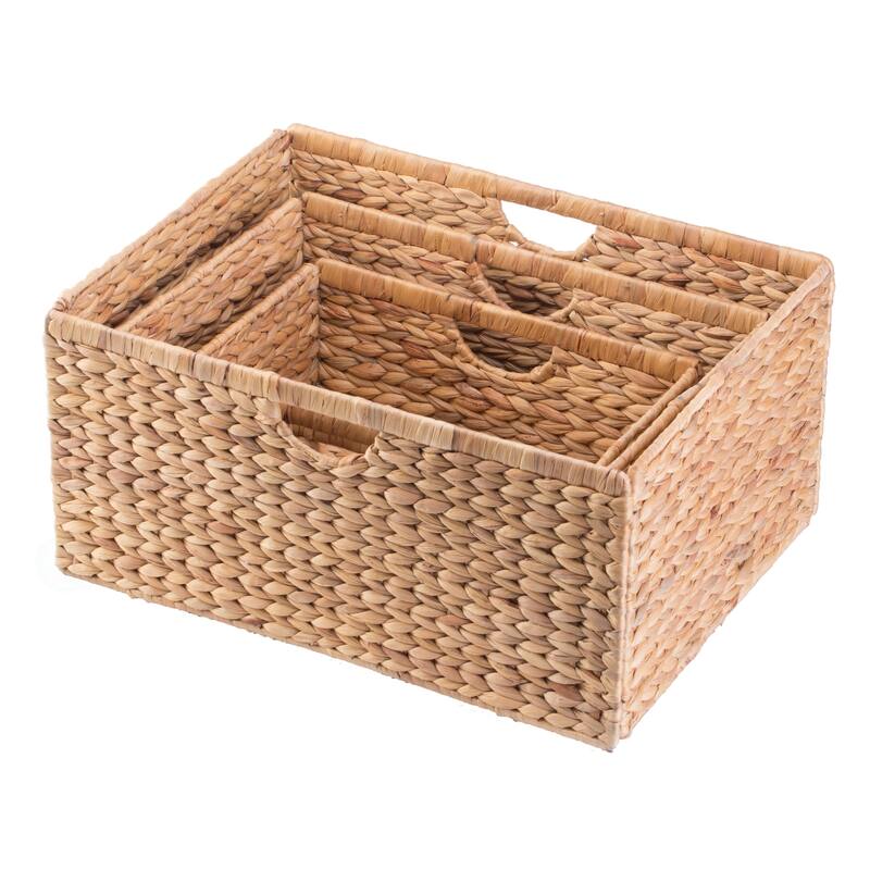 Foldable Natural Water Hyacinth Storage Bin - Set of 3