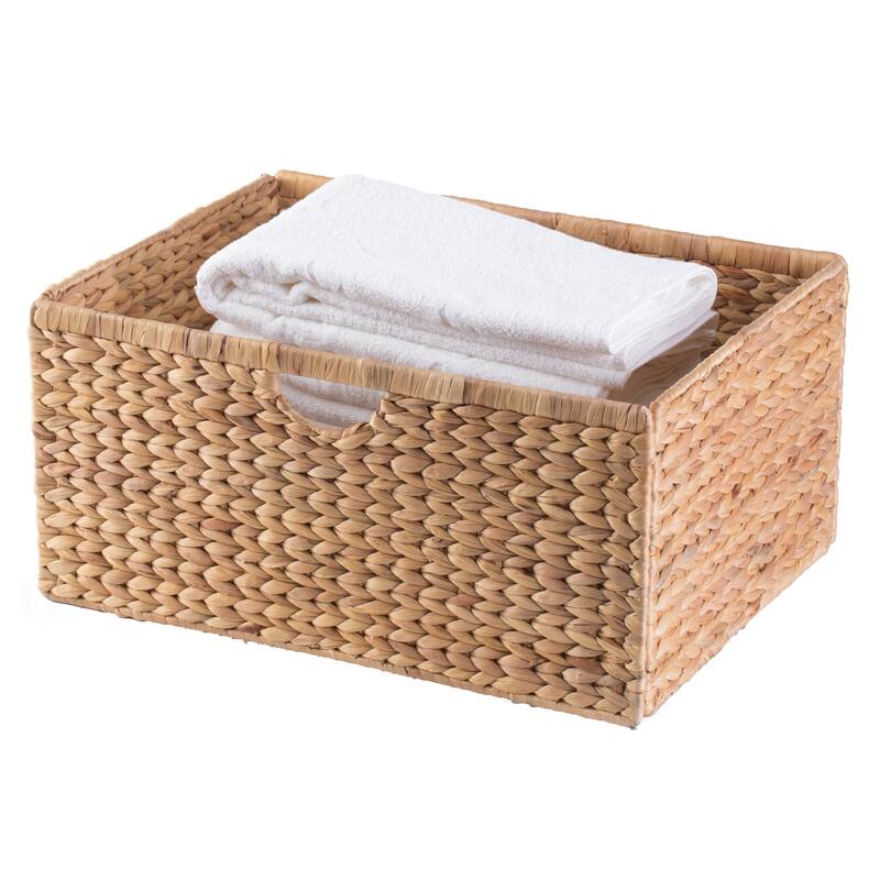 Foldable Natural Water Hyacinth Storage Bin - Large