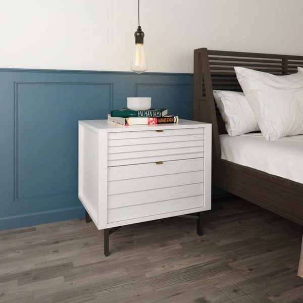 Hopper Studio Portland White 2 Drawer Night Stand