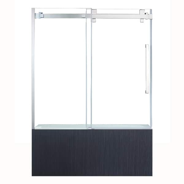 Shop Ove Decors Chester 60 In Chrome Frameless Sliding Bathtub