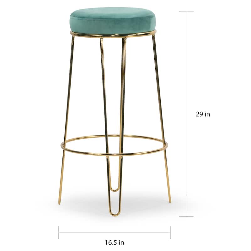 Carson Carrington Idhult Turquoise Velvet Bar Stool (Set of 2)
