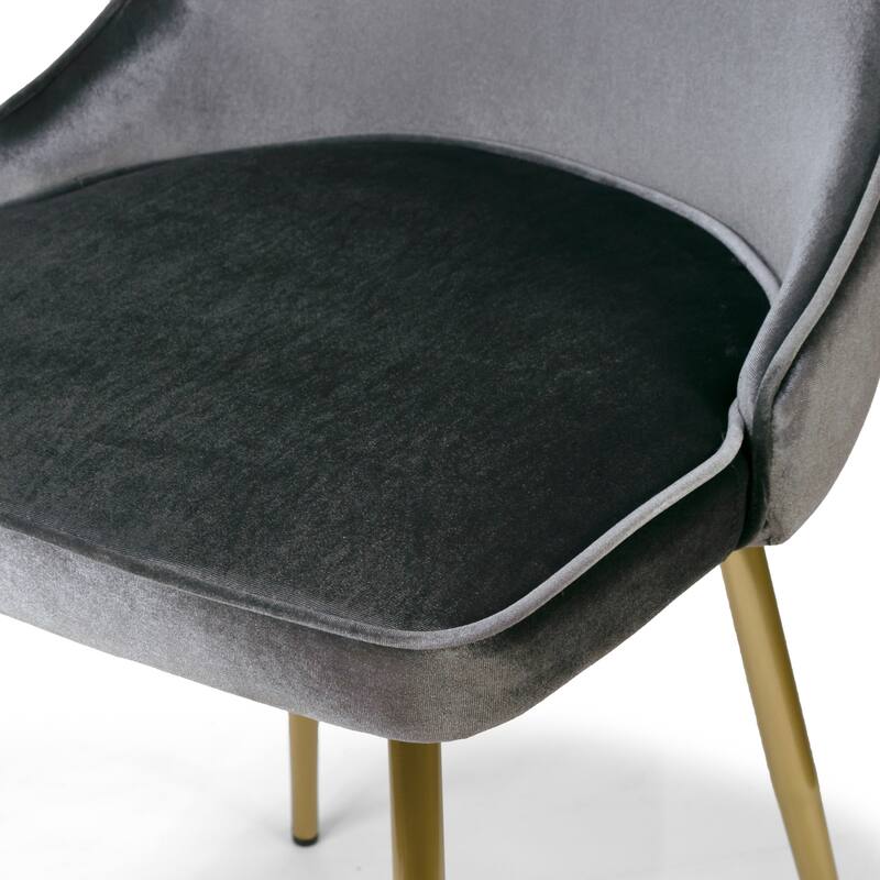 Set of 2 Alpha Sandy Brown Velvet Chair with Brushed Gold Steel Legs