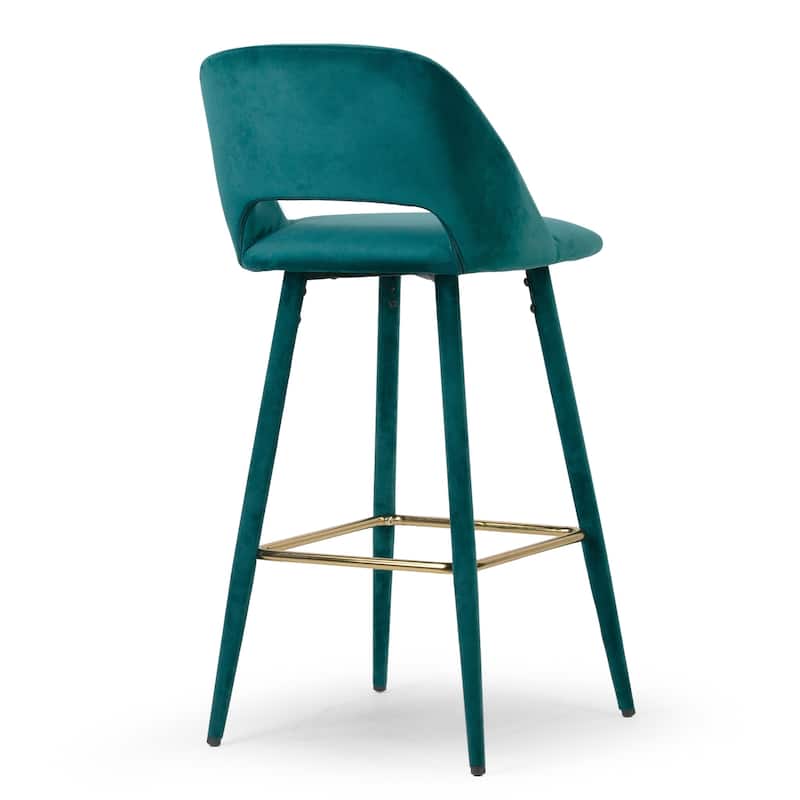 Silver Orchid Dempster Teal Velvet Barstool (Set of 2)