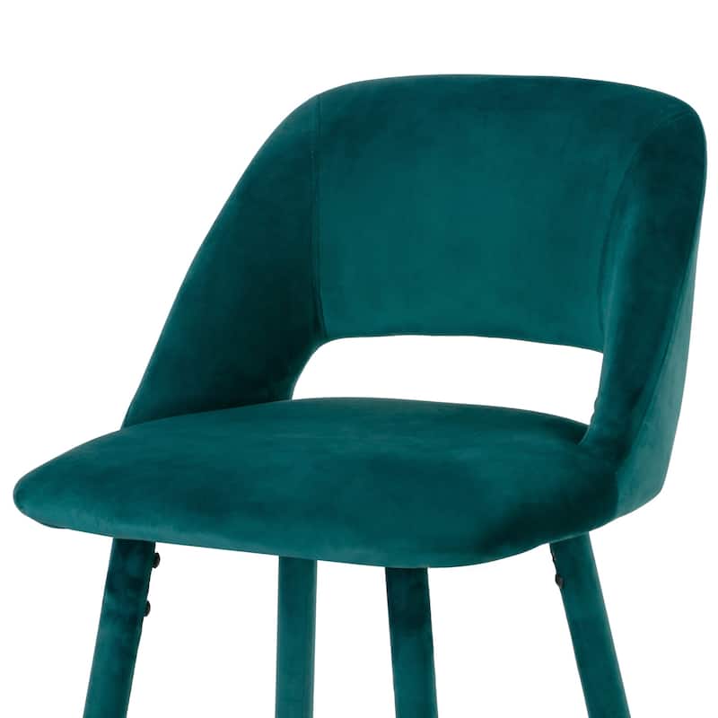 Silver Orchid Dempster Teal Velvet Barstool (Set of 2)