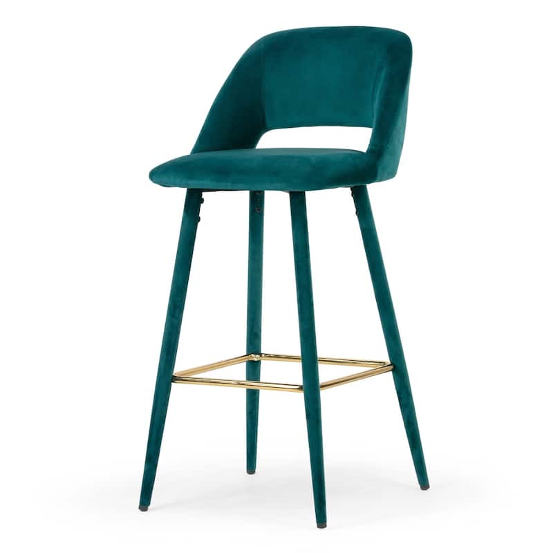 Silver Orchid Dempster Teal Velvet Barstool (Set of 2)