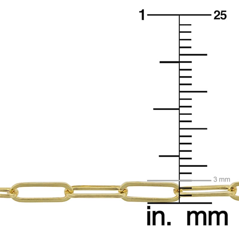 14k Yellow Gold 3 millimeter Polished Paperclip Chain Bracelet (7 inches)