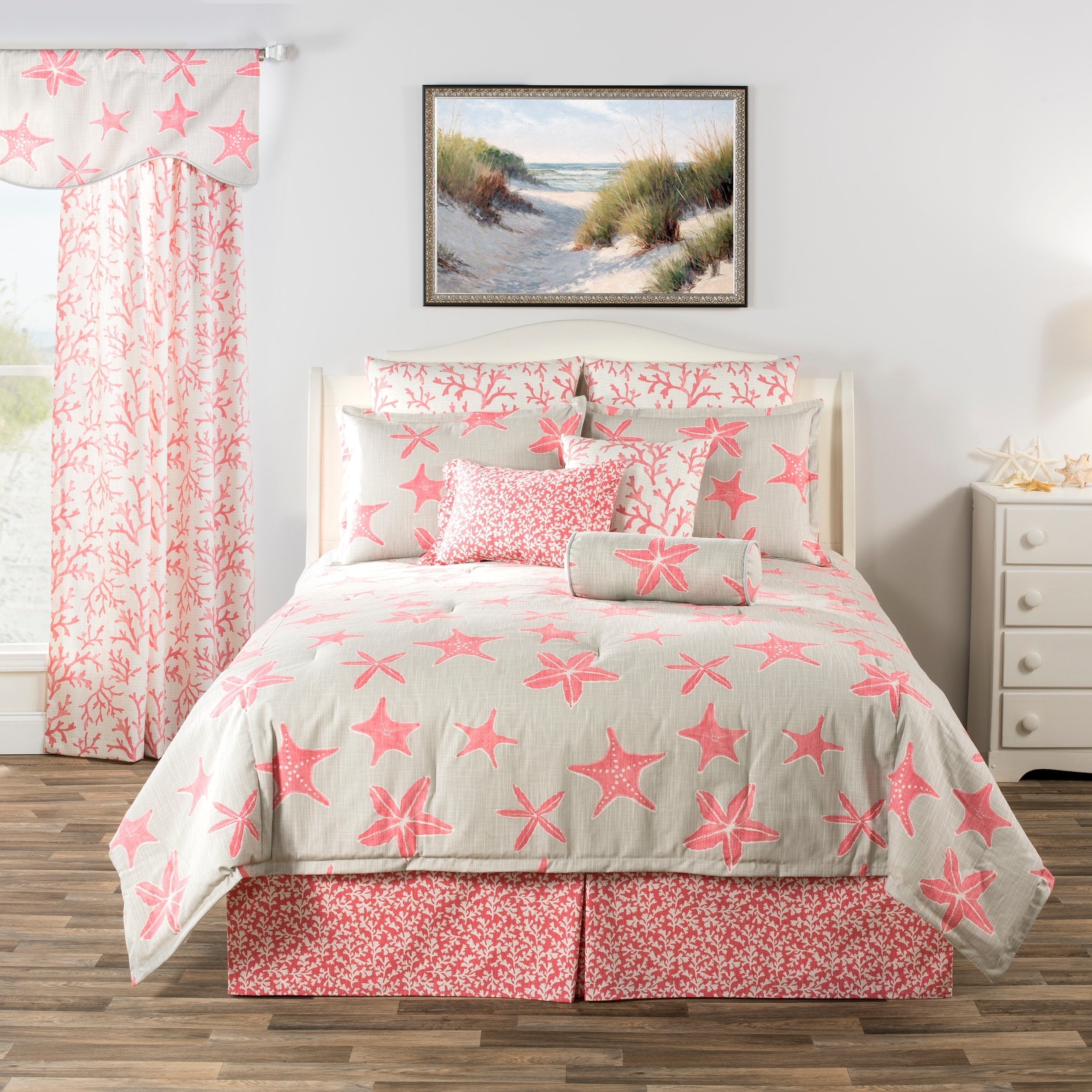 Shop Key Biscayne Tropical Pink Starfish On Gray Background Duvet