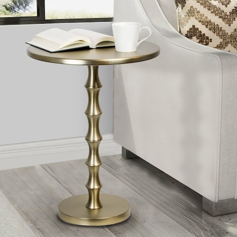 Silver Orchid Albany 26.75-inch Plated Gold Metal Accent Table