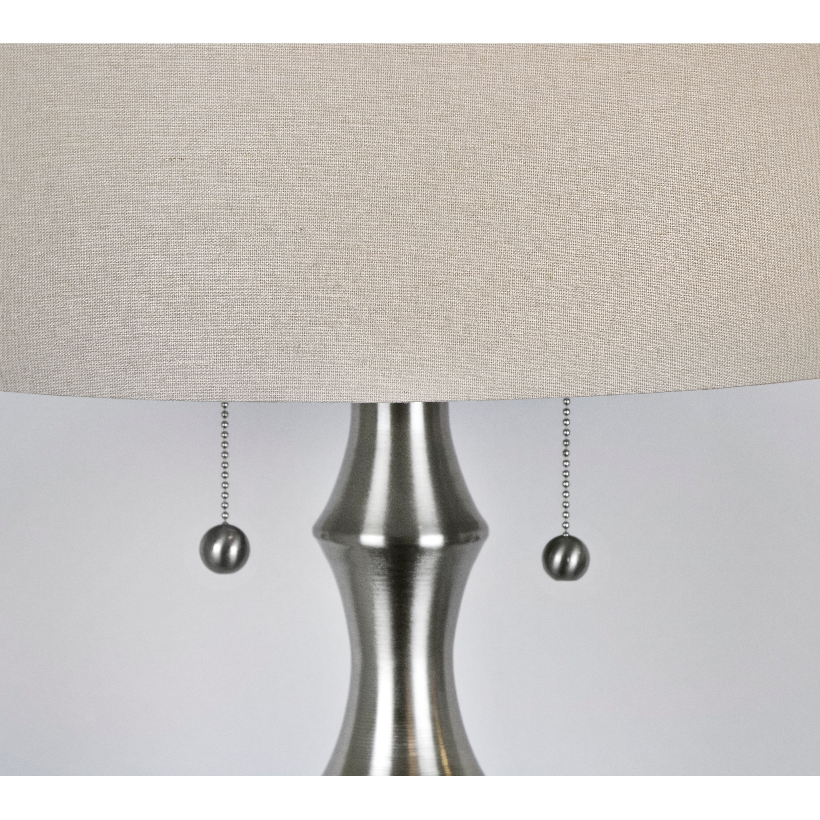 58 5 Brushed Nickel Table Lamp W Beige Fabric Drum Shade 58 5 Brushed Nickel Table Lamp W Beige Fabric Drum Shade