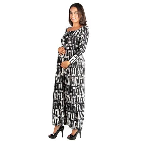 24seven Comfort Apparel Long Sleeve Maternity Maxi Dress