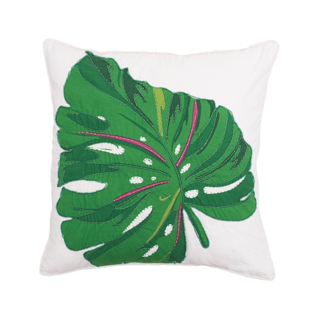 Laila Monstera Palm Decorative Accent Throw Pillow