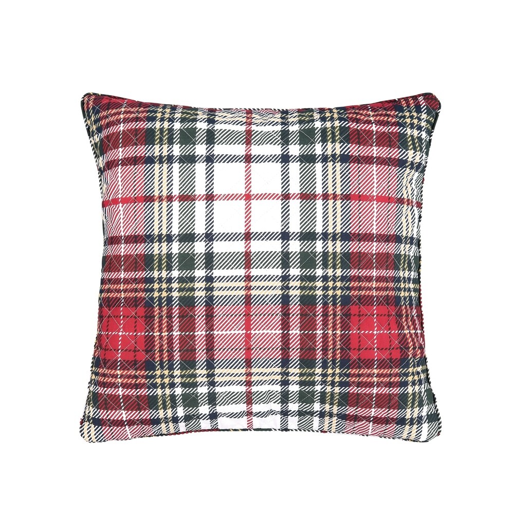 Lennox Decorative Accent Throw Pillow Red Plaid Zipper Pillow