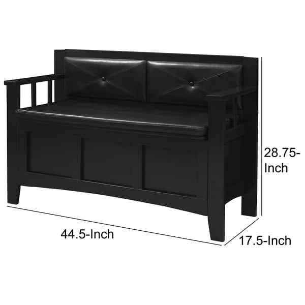 Shop Fabric Upholstered Wooden Storage Bench With Flip Top Seat Black On Sale Overstock 29211975