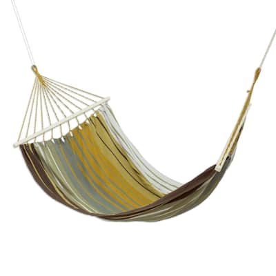 Handmade Striped Earth Cotton Hammock (El Salvador)
