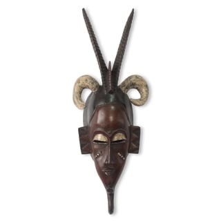 Handmade Four Brave Horns African Mask (Ghana) - Bed Bath & Beyond ...