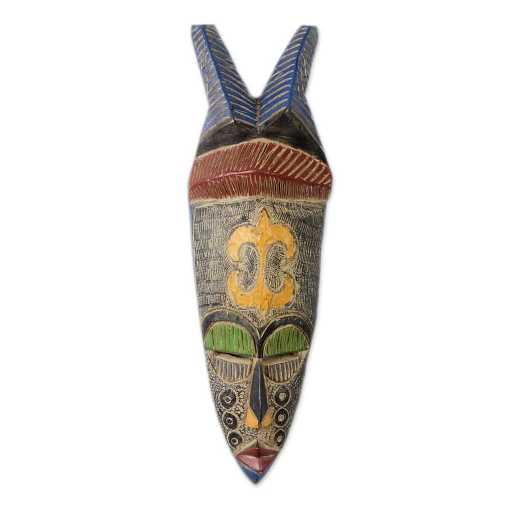 Handmade Nolwazi African Wood And Aluminum Mask (Ghana)