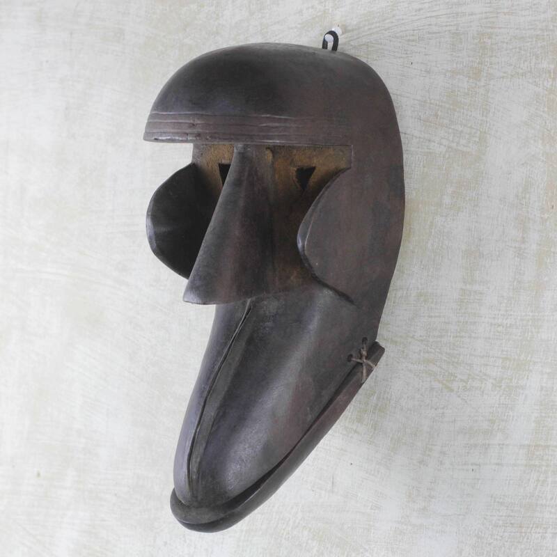 Handmade Great Monkey Spirit Burkina Faso African Wood Mask (Ghana)
