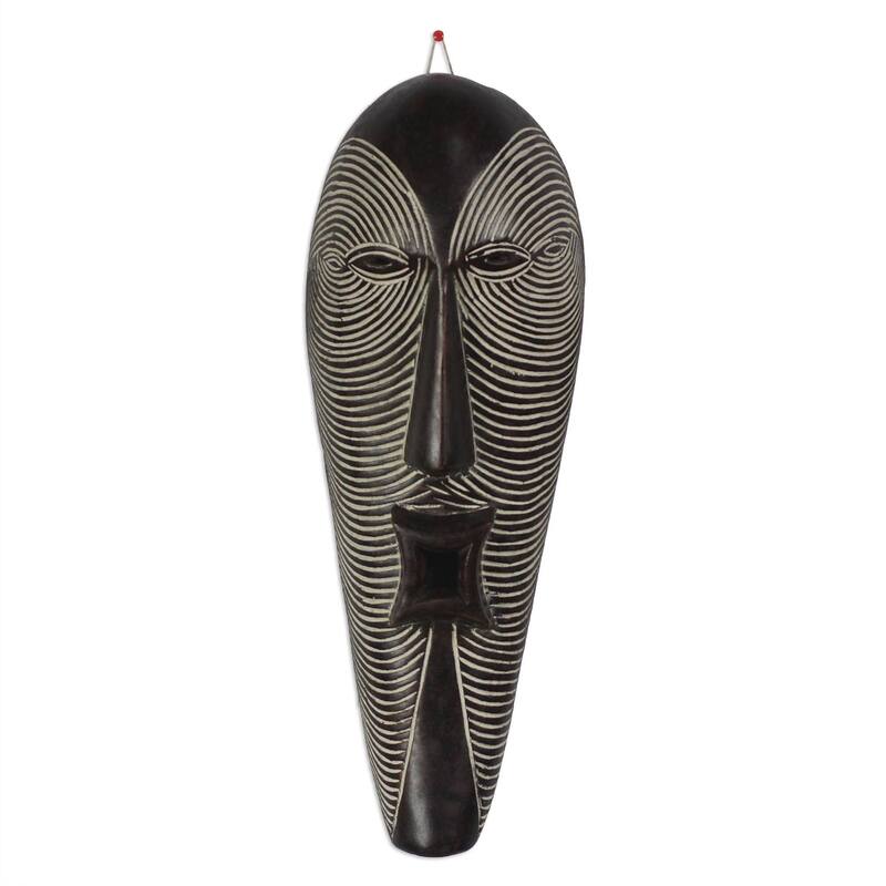 Handmade Happy Man African Wood Mask (Ghana)