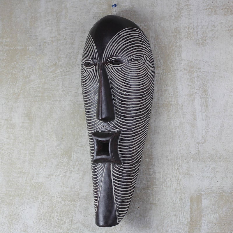Handmade Happy Man African Wood Mask (Ghana)