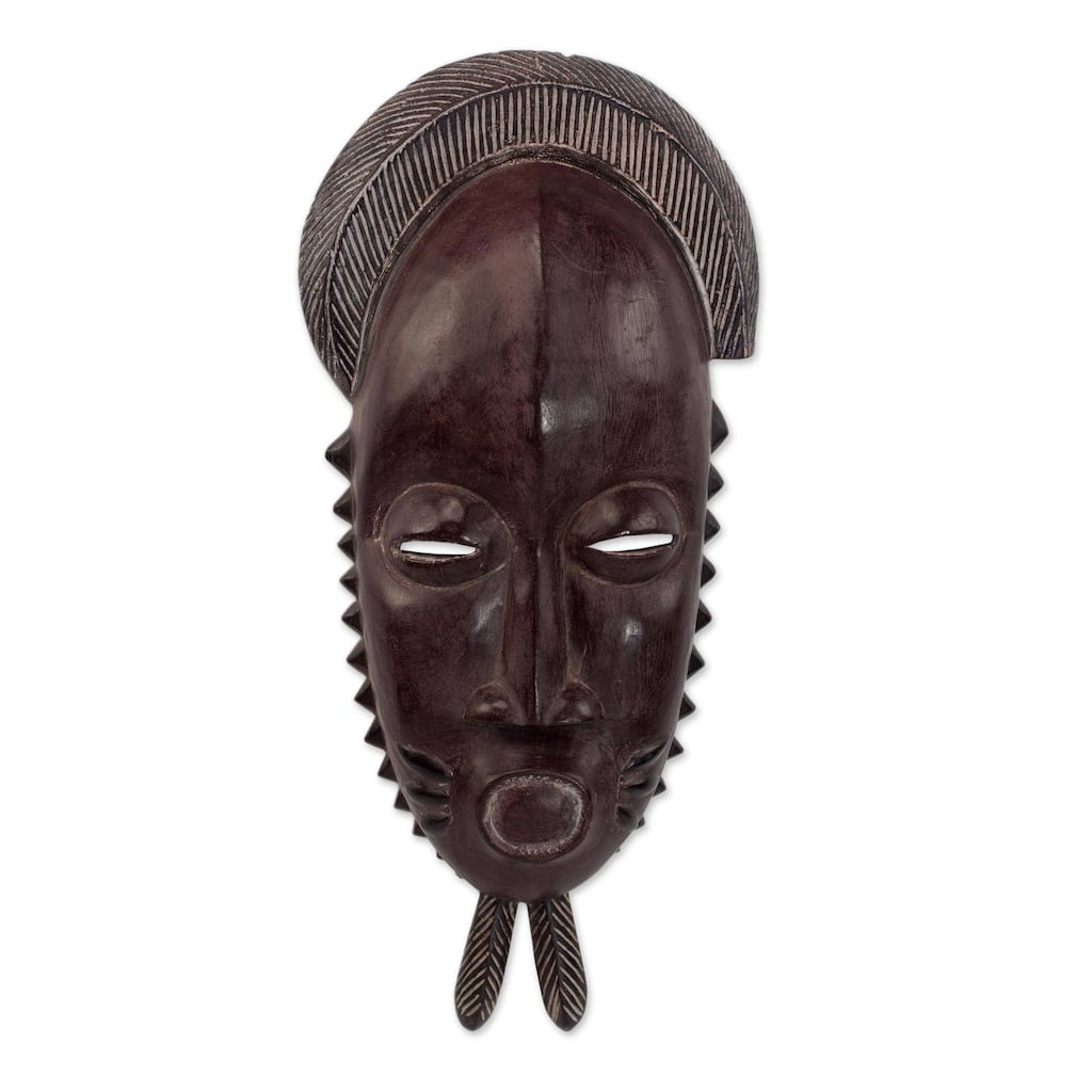 Handmade Tribal Baule African Wood Mask (Ghana)