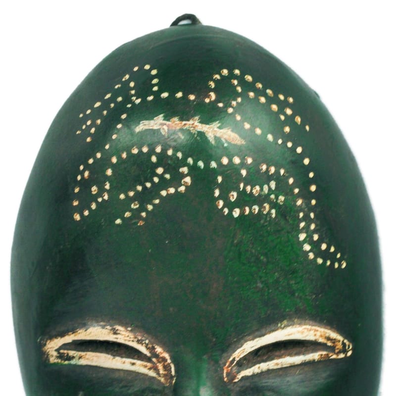 Handmade Green Nomsa African Wood Mask (Ghana)
