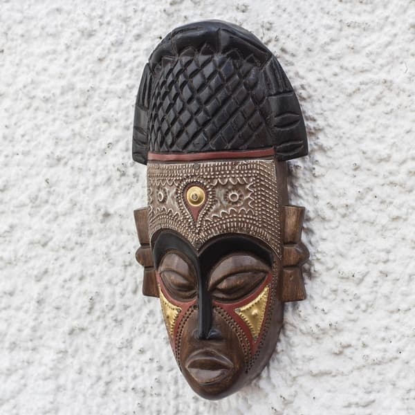 Handmade Lovely Crown African Wood Mask (Ghana)